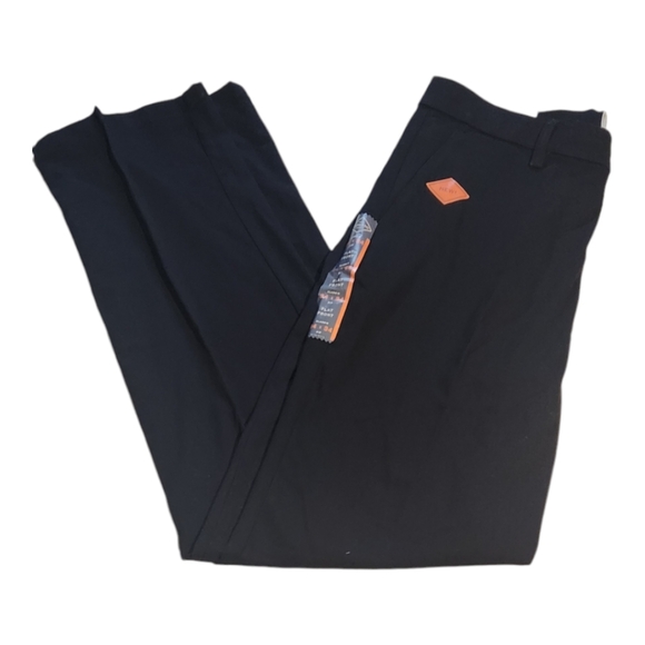 NWT St John's Bay Black Stretch Flat Front Classic Fit Trousers 34x34 - Picture 1 of 9